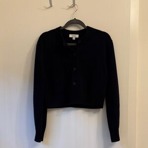 COS NAVY Cropped Button-Front Wool Sweater